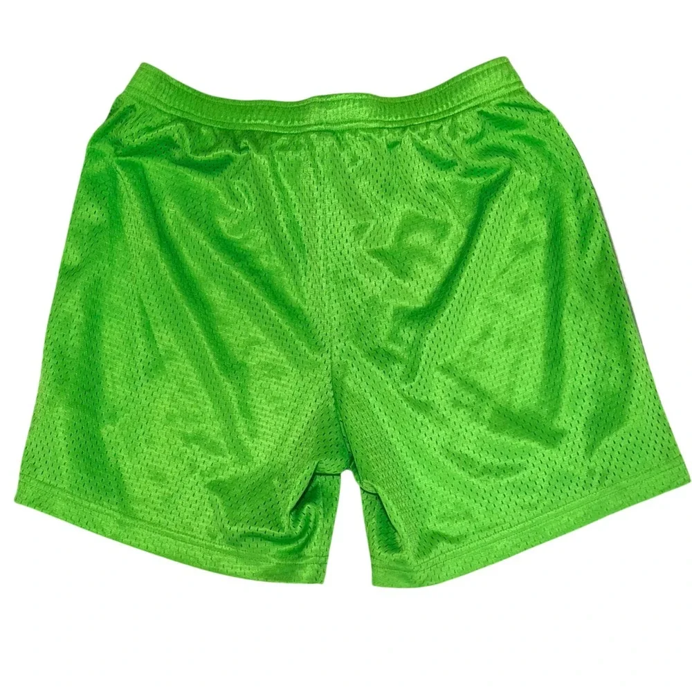 Reebok Mesh Athletic Shorts Womens Medium Green Pink Stripe Gym Running Y2K Neon